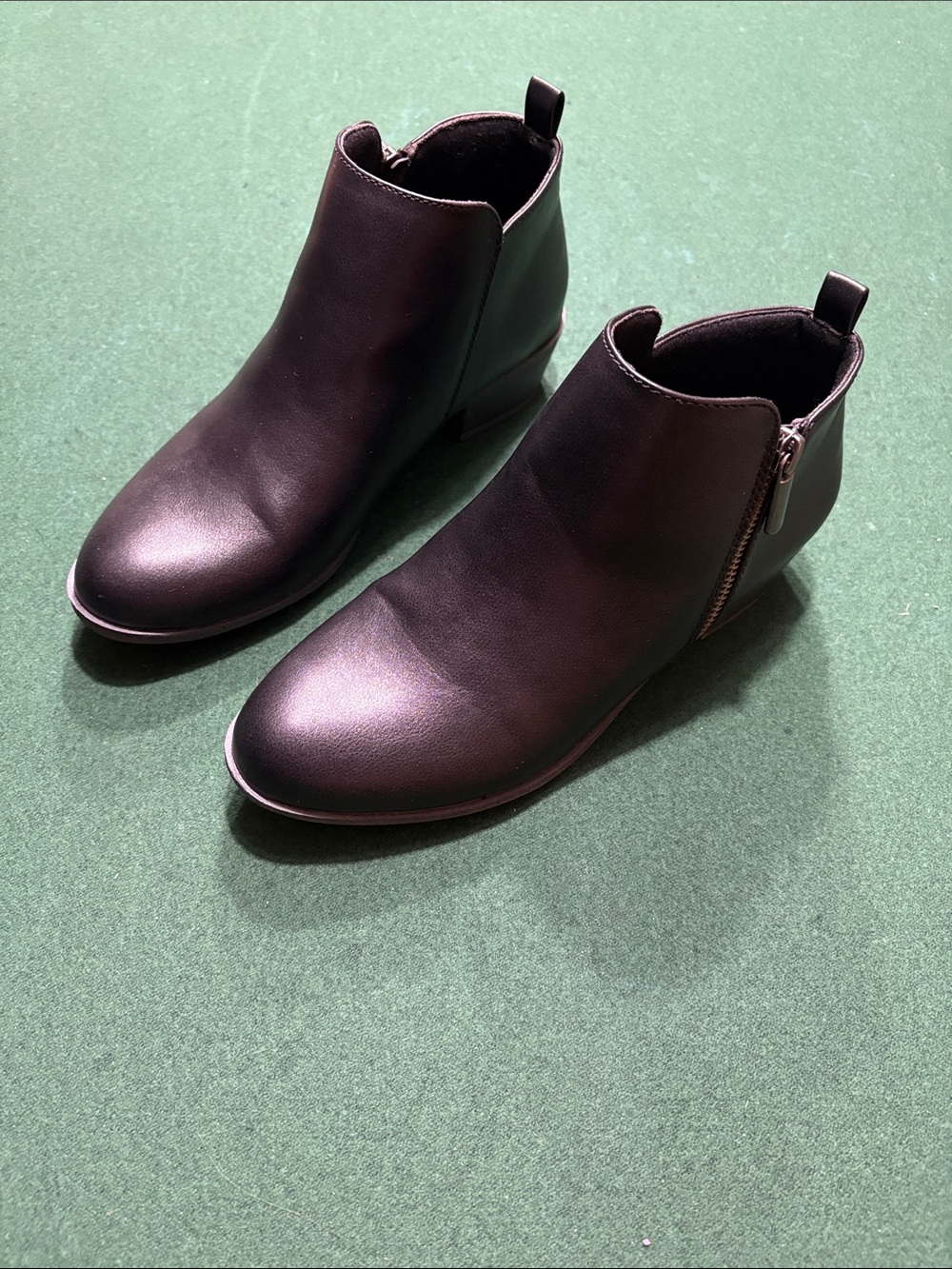 Sonoma Black Faux-Leather Ankle Booties with Side Zipper